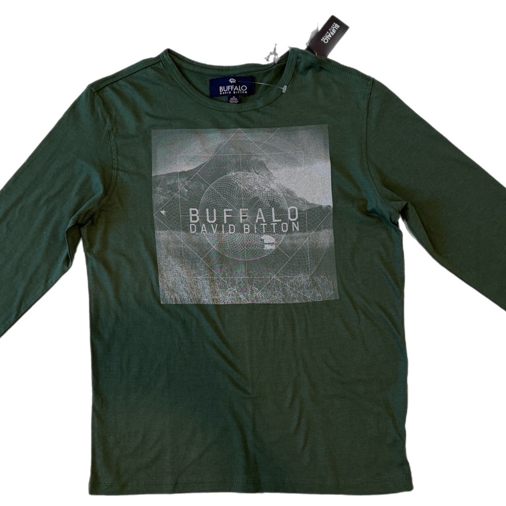 Buffalo David Bitton Olive Green Tee - boys MEDIUM - BNWT
